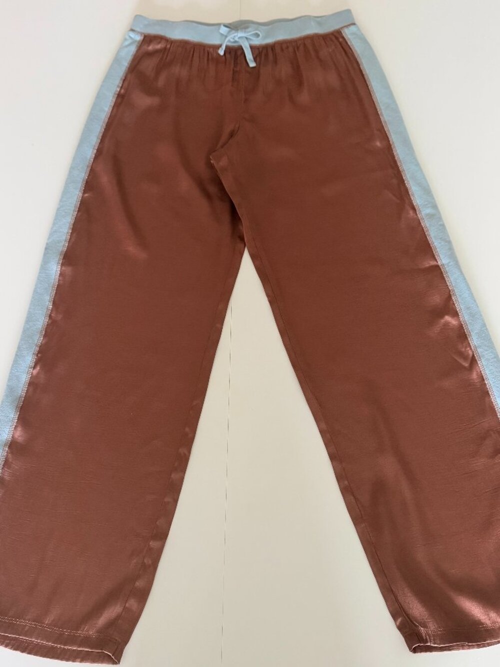 Victoria Secret Vintage Y2K Satin Brown & Blue Jogger Pant M 80s Lounge Comfort